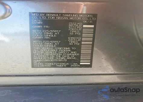 2015 Nissan Rogue S z USA, uszkodzony, nr VIN KNMAT2MV3FP576579